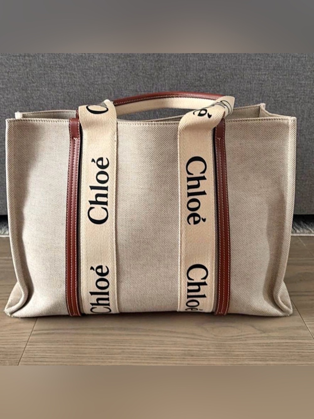 Chloé | Woody | Large | Leather & Canvas Tote